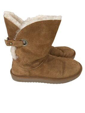 Koolaburra By UGG Chestnut Suede Boots With Faux Fur Lining Size 9 Women’s